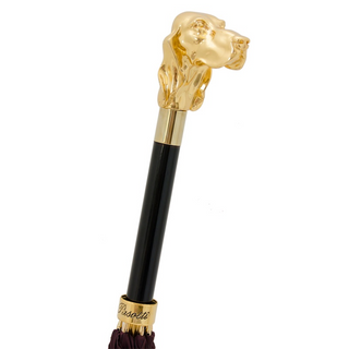 Burgundy dog handle automatic gift box waterproof Italian men's umbrella side view