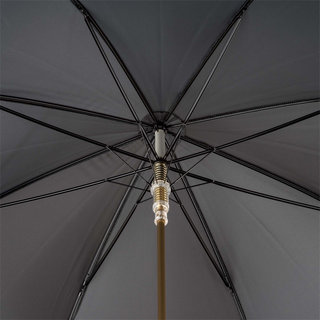 Luxury brown automatic handmade Italian men's rain protection umbrella open