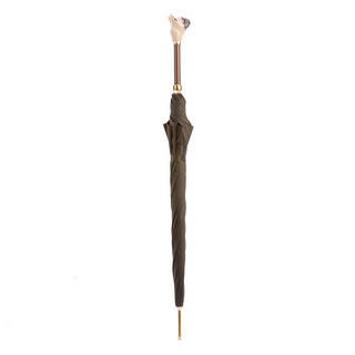 French bulldog enameled brass handle handmade Italian men's umbrella canopy