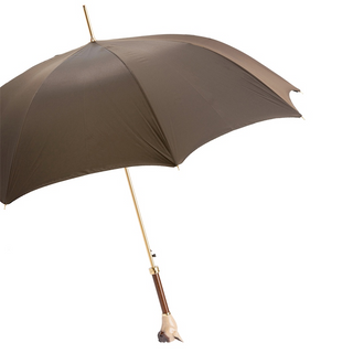 French bulldog enameled brass handle handmade Italian men's umbrella side view