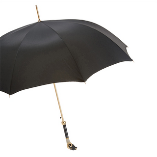 Luxury Italian automatic enameled brass handle men's rain umbrella side view