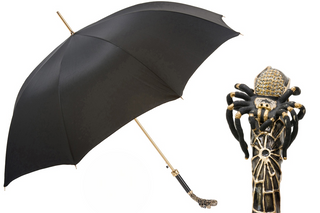 Luxury designer Swarovski crystal handle handmade Italian rain umbrella front view