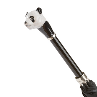 Panda enameled brass handle automatic handmade Italian men's umbrella open