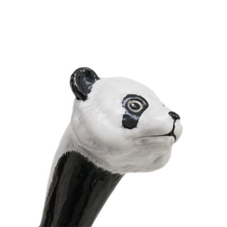 Panda enameled brass handle automatic handmade Italian men's umbrella back view