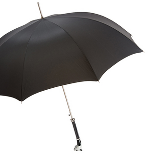 Panda enameled brass handle automatic handmade Italian men's umbrella side view