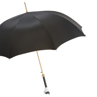 French bulldog brass handle luxury handmade Italian men's umbrella side view