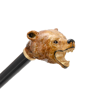 Brown bear brass handle automatic handmade Italian men's rain umbrella canopy