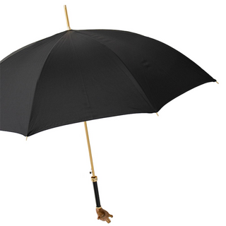 Brown bear brass handle automatic handmade Italian men's rain umbrella side view