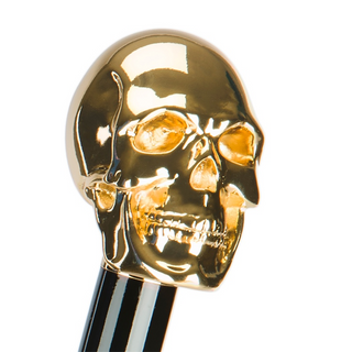 Golden skull handle automatic luxury rain protection Italian men's umbrella detail