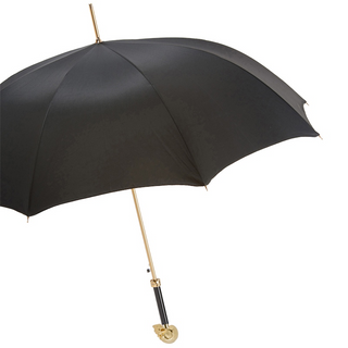 Golden skull handle automatic luxury rain protection Italian men's umbrella side view