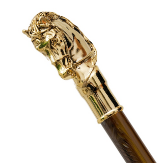 Luxury golden horse handle automatic handmade Italian men's umbrella detail