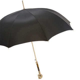 Luxury golden horse handle automatic handmade Italian men's umbrella side view