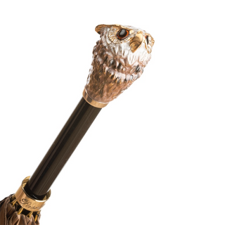 Luxury owl brass handle waterproof canopy handmade Italian men's umbrella open