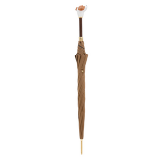 Jack Russell brass handle automatic handmade Italian men's rain umbrella close-up