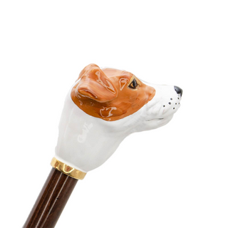 Jack Russell brass handle automatic handmade Italian men's rain umbrella detail
