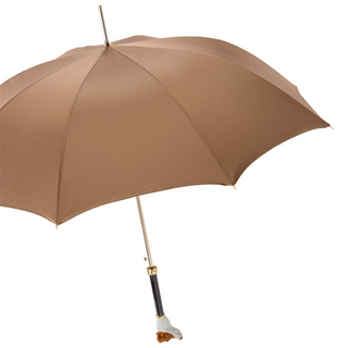 Jack Russell brass handle automatic handmade Italian men's rain umbrella side view
