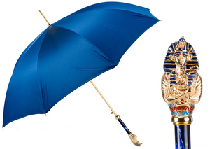 Tutankhamon design enameled brass handle luxury handmade Italian umbrella front view