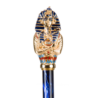 Tutankhamon design enameled brass handle luxury handmade Italian umbrella back view