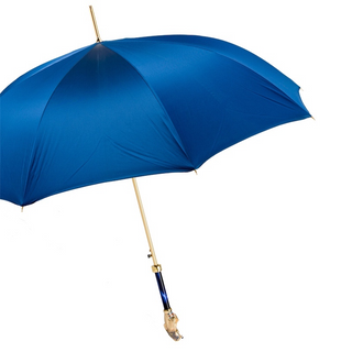Tutankhamon design enameled brass handle luxury handmade Italian umbrella side view