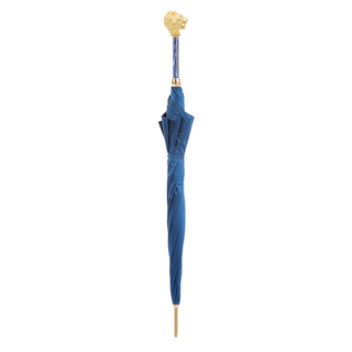 Luxury blue lion handle automatic handmade Italian men's umbrella top view