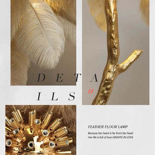 Feather Floor Lamp - Luxury Resin Feather Lamp with Soft Light & Maple Leaf Texture