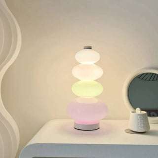 Colorful floor lamp wide view — rainbow glass design