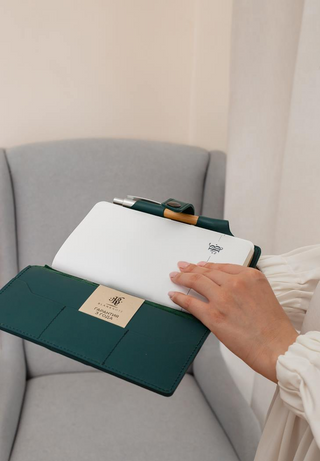 leather bound notebook a5 classic soft book design removable sections angle view