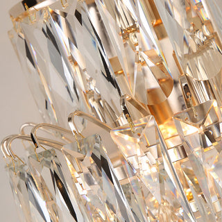 Crystal Wall Sconce – Chrome Wall Fixture with Cut Crystal Pendants for Elegant Living Room Lighting