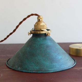 Suspension industrielle - Lampe suspendue vintage en laiton et métal oxydé