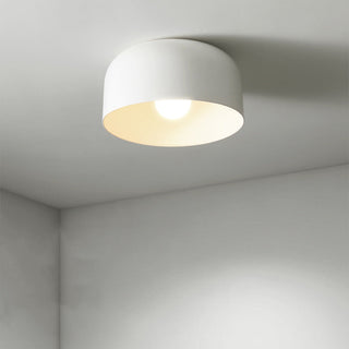 Round iron Scandinavian ceiling lamp close-up, Nordic design