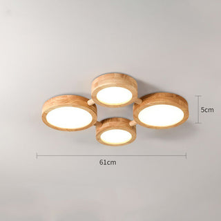 Retro multi head ceiling light wood – warm LED ambient