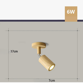 Wood Ceiling Light – Adjustable Surface Mounted Light with Directional Spot Lamp