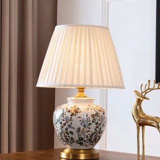 Ivory butterfly lamp front view — delicate floral porcelain design
