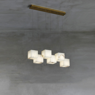 Modern alabaster pendant from above — geometric artistic fixture