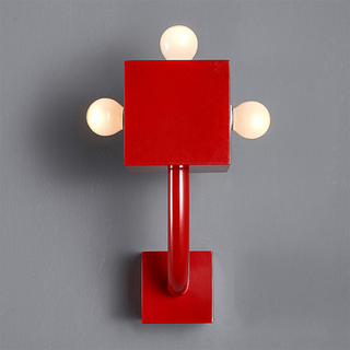 Vintage metal red wall lamp — retro sconce interior fixture