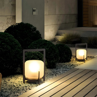 Outdoor solar powered light — warm ambient garden setting