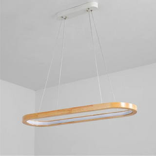 Natural Wood Pendant Light – LED Warm Ambiance Lighting for Dining Room