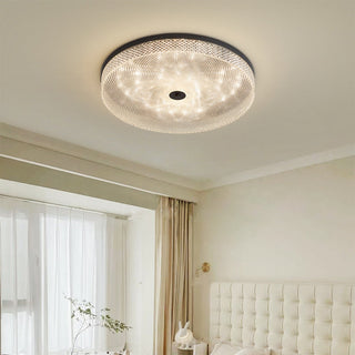 Copper ceiling lamp crystal – LED three color flush mount