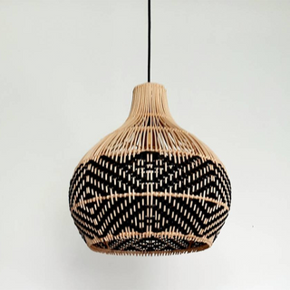 Vintage rattan pendant with woven shade for cozy ambient light