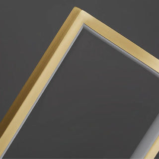 Minimalist square lamp illuminated — walnut copper warm glow