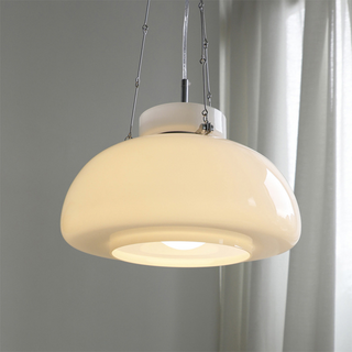 Milk white glass dome pendant with adjustable hanging cord