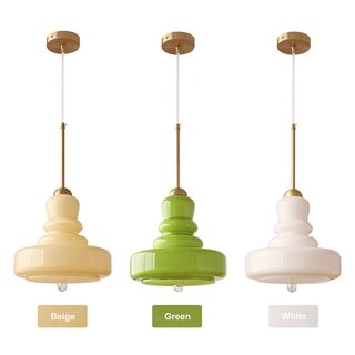 Pendentif gourde colorée – Suspension Bauhaus avec finition verre et laiton