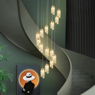Acrylic pendant side angle — modern LED warm ambient ceiling lamp