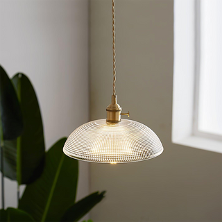 Ribbed glass pendant lamp — vintage classic ceiling fixture