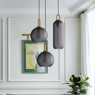 Glass pendant in interior — modern adjustable single bulb ceiling lamp