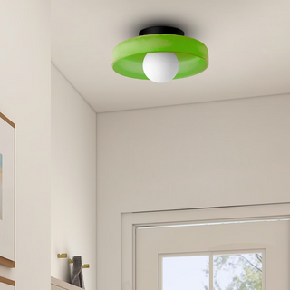 Modern glass round ceiling fixture – flush mount kitchen island light