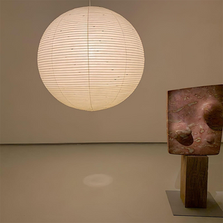 Nordic paper lantern lamp over dining table