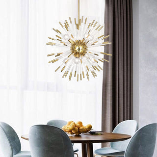 Modern Gold Chandelier – Elegant Crystal Glass Lighting Fixture for Living Rooms
