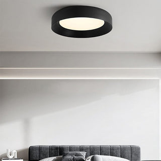 Modern LED ceiling fixture in black metal, flush mount