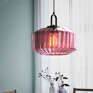 Striped glass pendant — mid-century E27 fixture